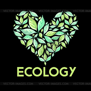 Green sign leaves - vector clipart