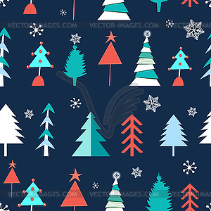 Seamless winter pattern of Christmas trees - vector image