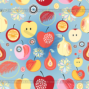 Pattern of apples and pears - vector clipart