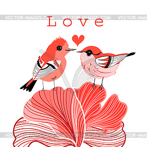 Graphic love birds - color vector clipart
