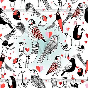 Graphic pattern in love birds - vector clip art