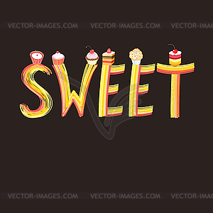 Font inscription sweets - vector clipart