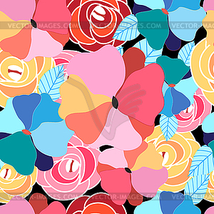 Seamless graphic pattern of flowers - vector image