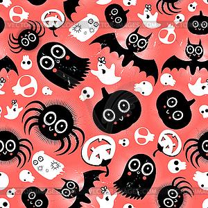 Funny halloween monster pattern - royalty-free vector clipart