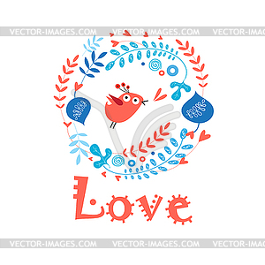 Enamored bird in love - vector clipart