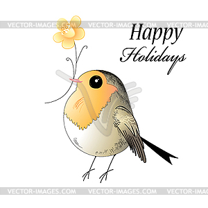 Greeting card with bird - vector image