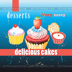 Fresh cupcakes - vector image