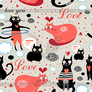 Pattern lovers cats - vector clip art