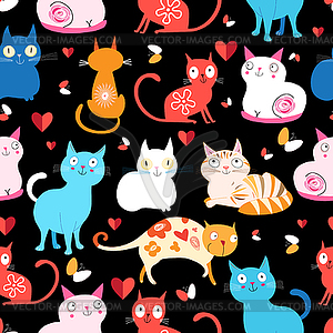 Pattern of different cats - vector image