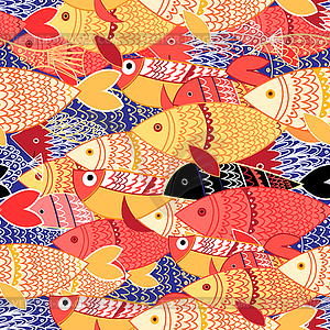 Seamless pattern of colorful fish - vector clipart