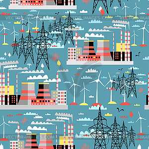 Pattern of thermal and wind power - vector clipart