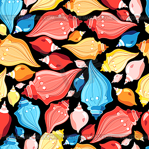 Seamless graphic pattern seashells - vector clip art