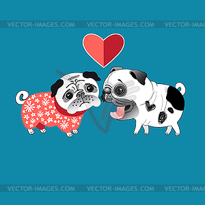 Love dogs pugs - stock vector clipart