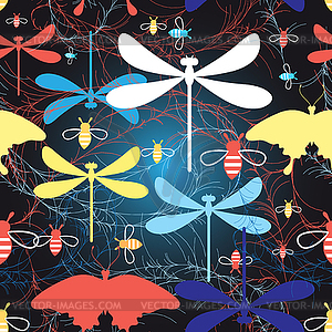 Graphic pattern different insects - vector image