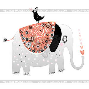 Elephant in love - vector clipart