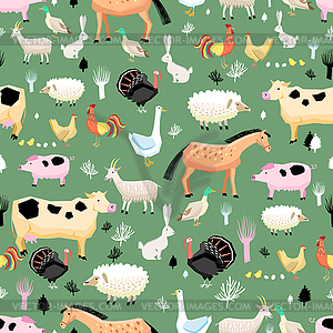 Ярким рисунком сельскохозяйственных животных - векторный эскиз