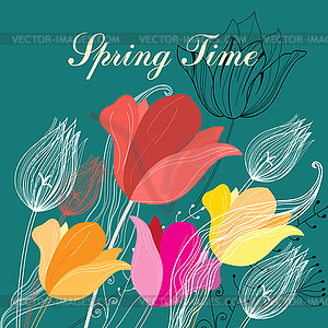 Spring background with flowers - vector clipart