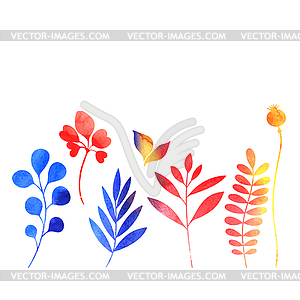 Набор акварельных растений - векторное изображение