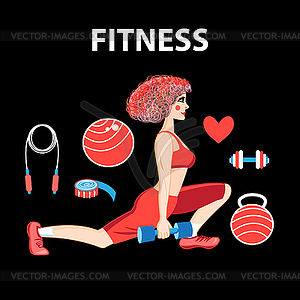 Girl engaged in fitness - vector image