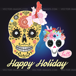 Skulls with flowers - vector clipart