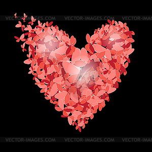 Heart of butterflies - vector image