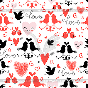 Праздник фон с любовью птиц и сердца - графика в векторе