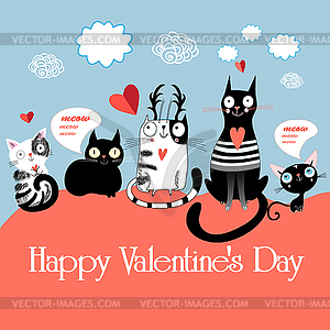 Cats in love - vector clipart