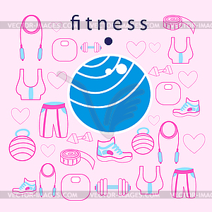 Fitness ball on background - vector clip art