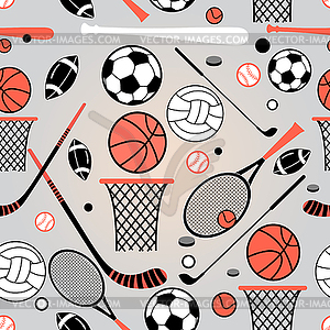 Pattern of sporting goods - vector clipart