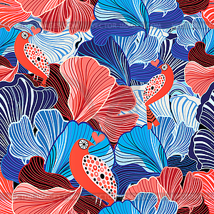 Abstract pattern and bird lovers - vector clipart / vector image