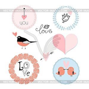 Set of emblems for Valentine`s Day - vector image