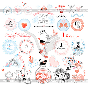 Valentine`s Day and day of wedding set - vector EPS clipart