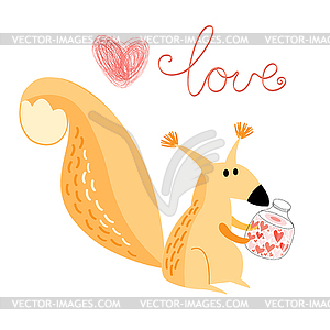 Love squirrel - stock vector clipart