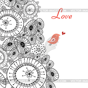 Abstract background with love bird - vector image