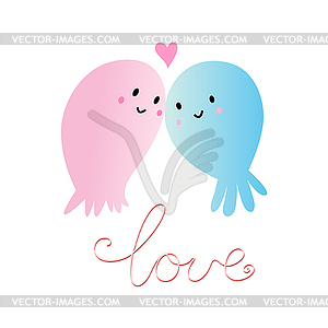 Love jellyfish - vector image