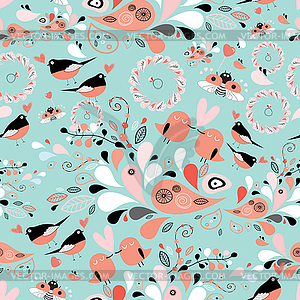 Vegetable texture with birds in love - vector EPS clipart