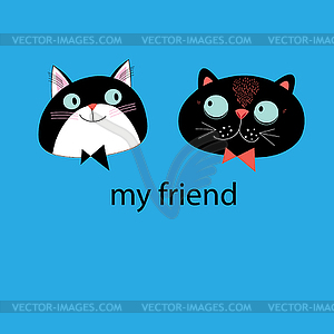 Portraits of cats friends - vector image