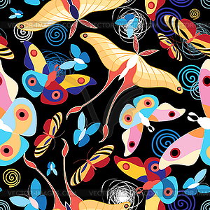 Шаблон разноцветных бабочек - иллюстрация в векторном формате
