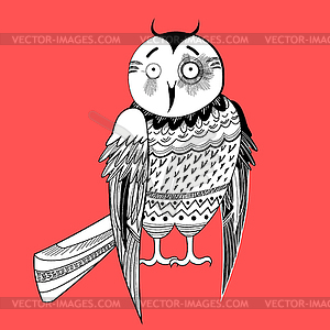 Large graphic owl - color vector clipart