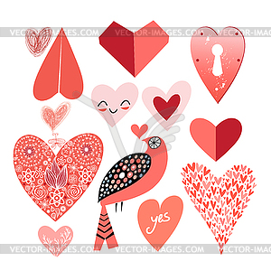 Graphic heart set - vector image