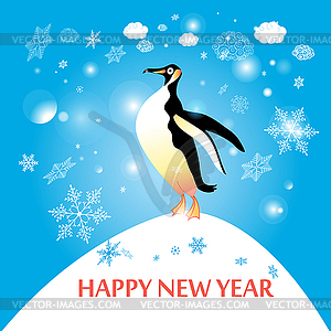 Penguin winter - vector clipart