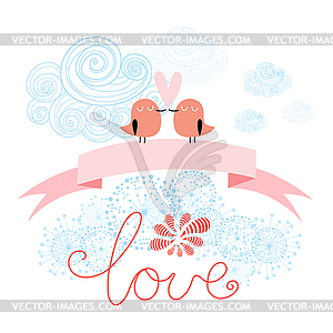 Love birds - vector clipart