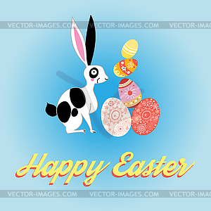 Beautiful card with bunny for Easter - vector clip art