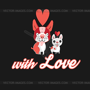 Funny dog lovers - royalty-free vector clipart