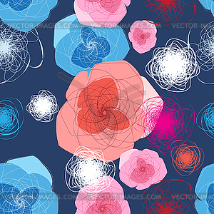 Red and blue flowers - vector clipart / vector image