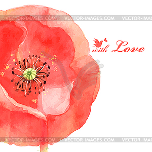 Flower poppy love bird - royalty-free vector clipart