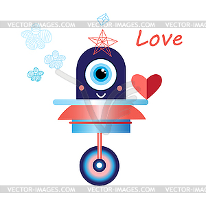 Robot in love funny - vector EPS clipart