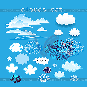 Set of different clouds - vector image