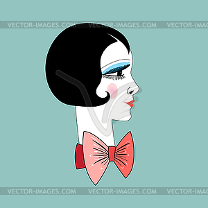 Retro portrait of beautiful girl - vector clipart