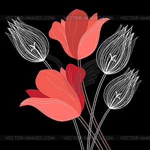 Beautiful bouquet of tulips - vector clipart